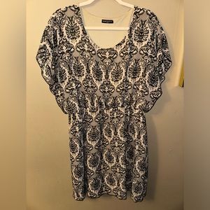 Black and Tan Damask print tunic